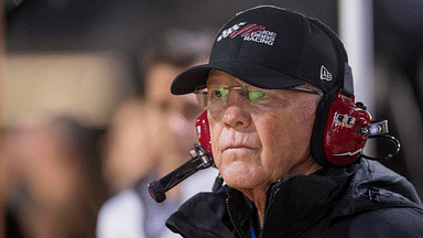 Team owner Joe Gibbs watches his driver Sprint Cup Series driver Kyle Busch (not pictured) during the Duck Commander 500 at Texas Motor Speedway.