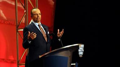 NASCAR Sprint Cup Series former driver Kyle Petty speaks during the 2010 NASCAR hall of fame inaugural induction ceremony in Charlotte, North Carolina.