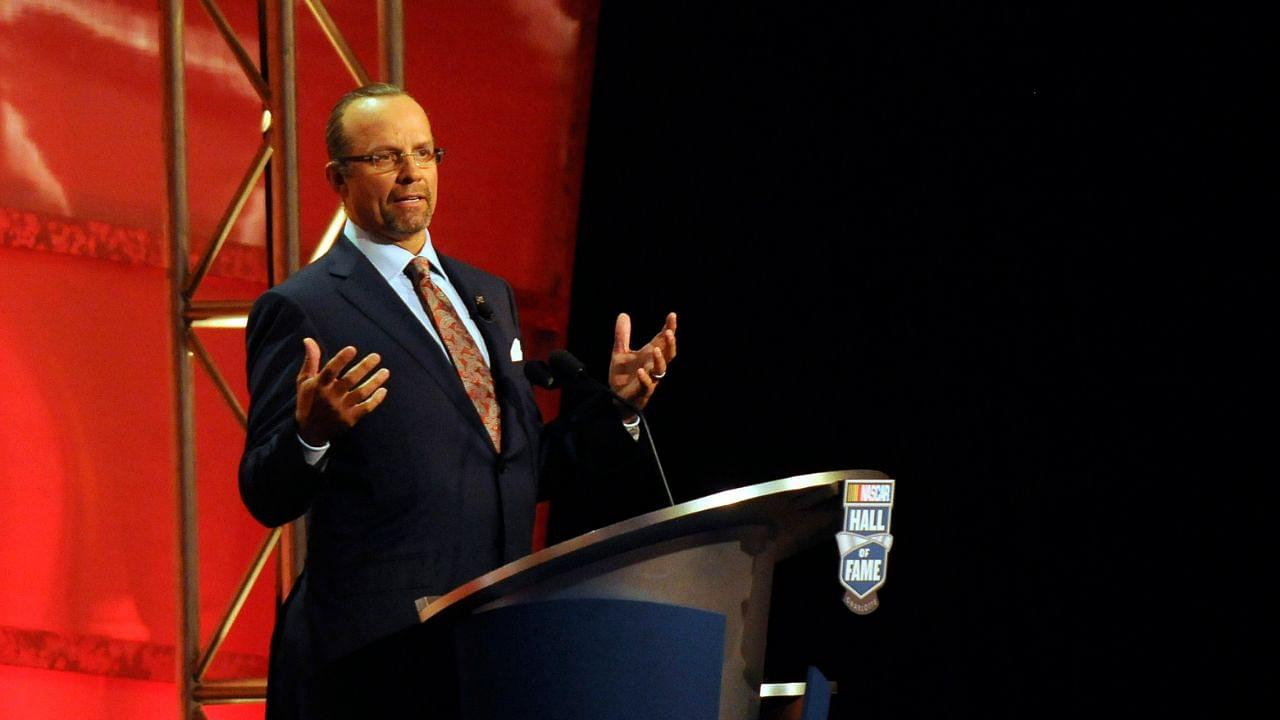 NASCAR Sprint Cup Series former driver Kyle Petty speaks during the 2010 NASCAR hall of fame inaugural induction ceremony in Charlotte, North Carolina.