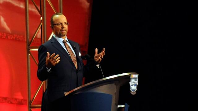 NASCAR Sprint Cup Series former driver Kyle Petty speaks during the 2010 NASCAR hall of fame inaugural induction ceremony in Charlotte, North Carolina.