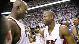 Miami Heat s Shaquille O Neal, left, and Dwyane Wade celebrate their 106-105 win over the New Jersey Nets during Game 5 of the second round of the NBA, Basketball Herren, USA Eastern Conference semifinals, on Tuesday, May 16, 2006.