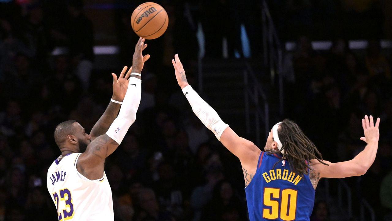 LeBron James shoots 3-pointer