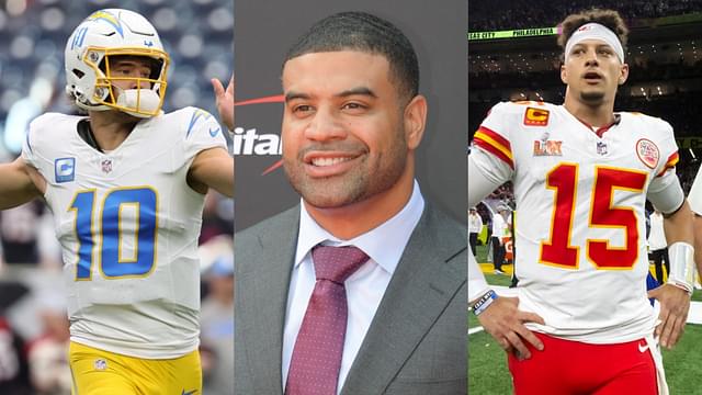 Chargers QB Justin Herbert, Shawne Merriman, Patrick Mahomes