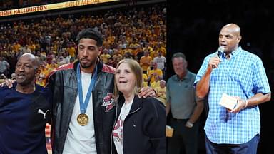 (L) John Haliburton, Tyrese Haliburton, and Brenda Haliburton (R) Charles Barkley