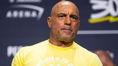 UFC announcer Joe Rogan during ceremonial weigh ins for UFC 300 at MGM Grand Garden Arena.