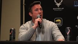Chael Sonnen interacts with media during the Bare Knuckle 41 Media Day at Palms Casino Resort on April 4, 2023, in Las Vegas, Nevada, United States.