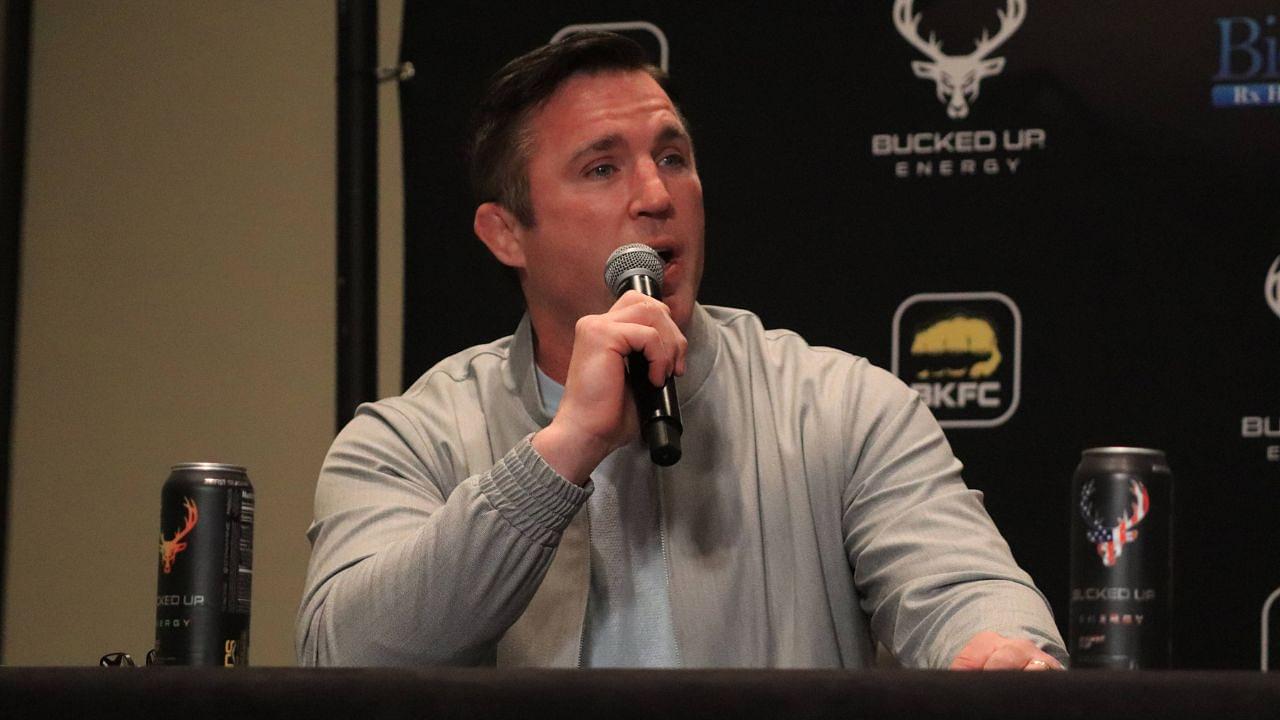 Chael Sonnen interacts with media during the Bare Knuckle 41 Media Day at Palms Casino Resort on April 4, 2023, in Las Vegas, Nevada, United States.