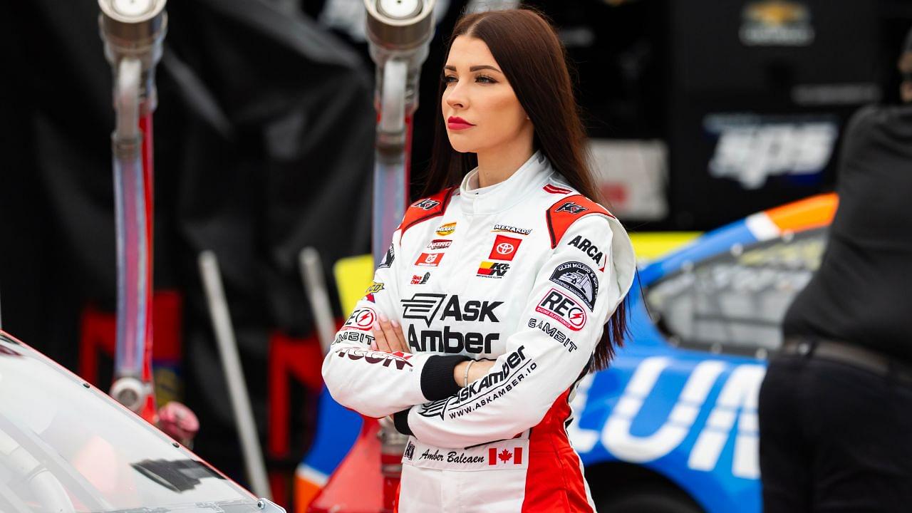 ARCA Series driver Amber Balcaen during practice for the Ride the 'Dente 200 at Daytona International Speedway.