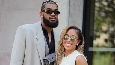 Karl Anthony Towns et Jordyn Woods arrivent au Defile Hermes Homme lors de la Fashion week CELEBRITIES: Defile Hermes - Paris - 24 06 2023