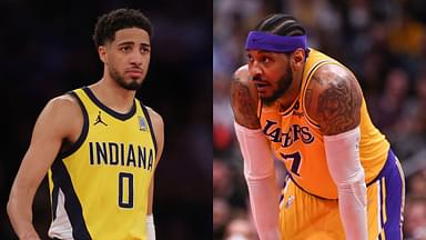 Tyrese Haliburton and Carmelo Anthony