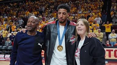 Tyrese Haliburton with his mom and dad