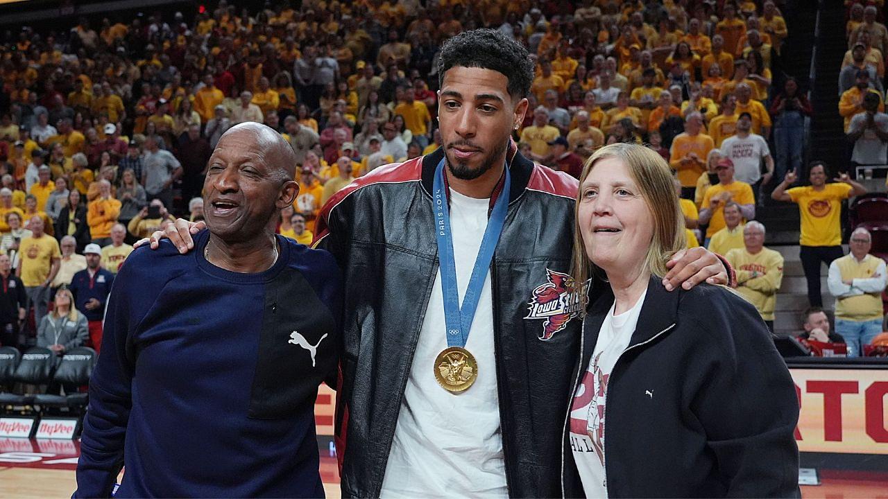 Tyrese Haliburton with his mom and dad