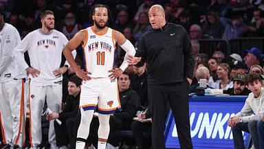 New York Knicks guard Jalen Brunson (11) talks with Assistant Coach Rick Brunson in the third quarter against the New Orleans Pelicans at Madison Square Garden