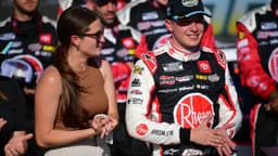 NASCAR Cup Series driver Christopher Bell (20) celebrates his victory of the Shriners Childrens 500 with wife Morgan Bell at Phoenix Raceway.