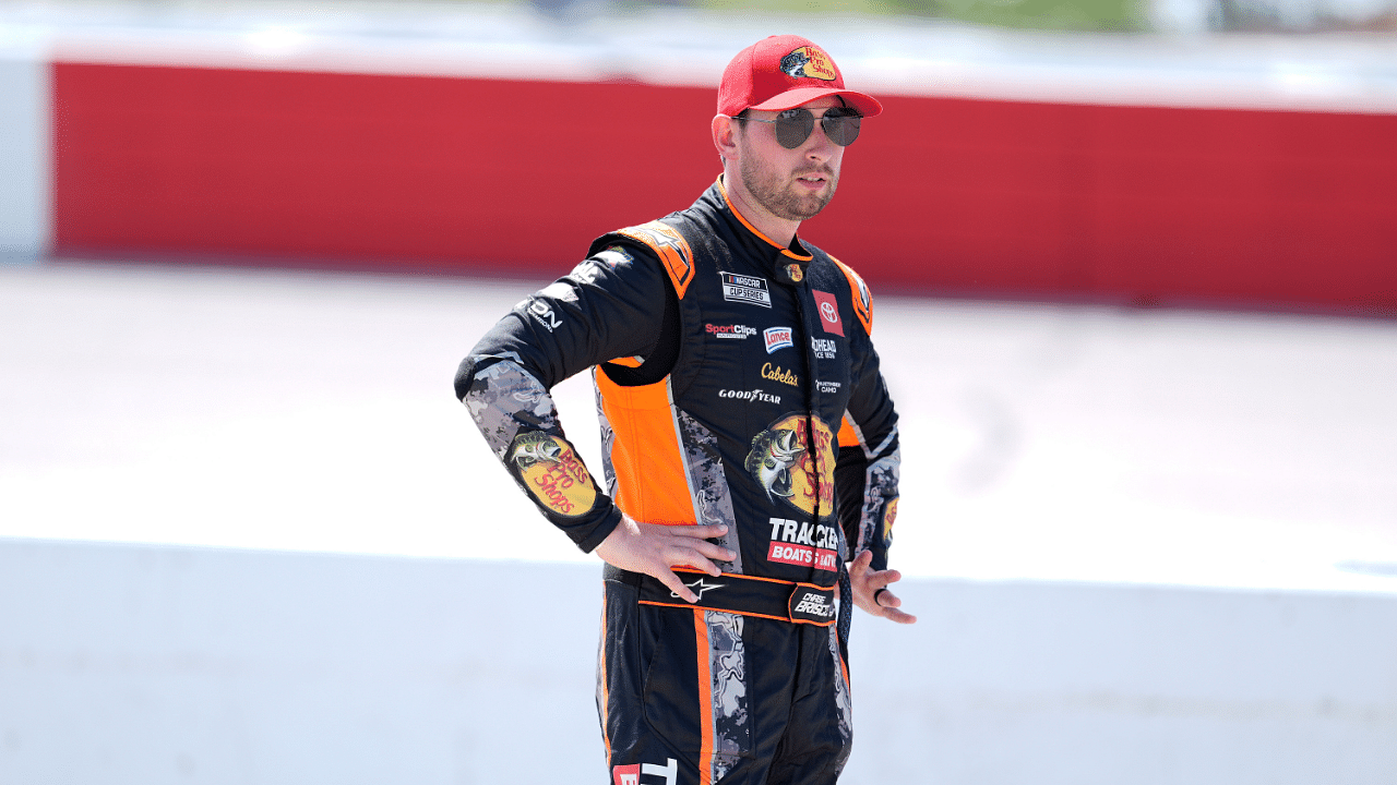 Apr 5, 2025; Darlington, South Carolina, USA; NASCAR Cup Series driver Chase Briscoe (19) at Darlington Raceway. Mandatory Credit: Jim Dedmon-Imagn Images