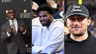 Shannon Sharpe (L), Shedeur Sanders (M), and Johnny Manziel (R)