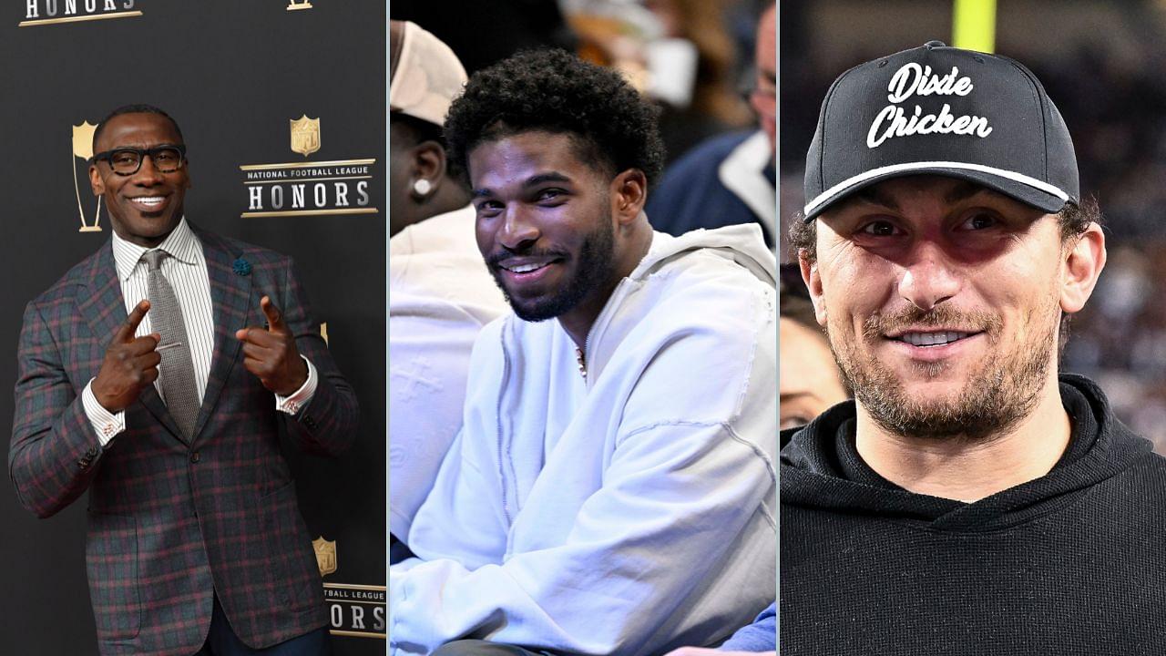 Shannon Sharpe (L), Shedeur Sanders (M), and Johnny Manziel (R)