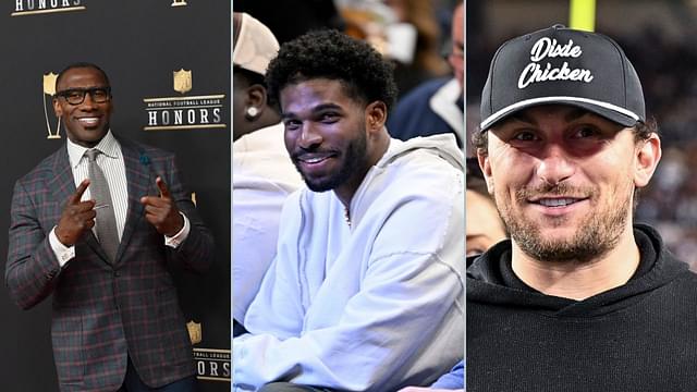 Shannon Sharpe (L), Shedeur Sanders (M), and Johnny Manziel (R)