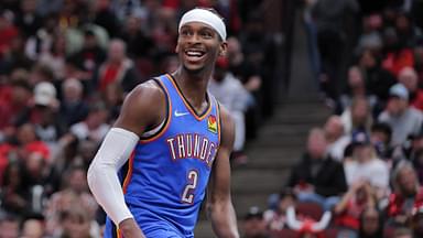 Oklahoma City Thunder guard Shai Gilgeous-Alexander (2) reacts after a play during the first half against the Chicago Bulls on October 26, 2024 at the United Center in Chicago, Illinois