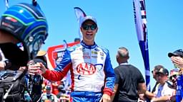 NASCAR Cup Series driver Joey Logano (22) is introduced before the start of the Wurth 400 race at Texas Motor Speedway.