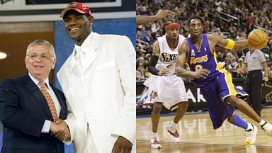 LeBron James (L), Kobe Bryant and Allen Iverson (R)