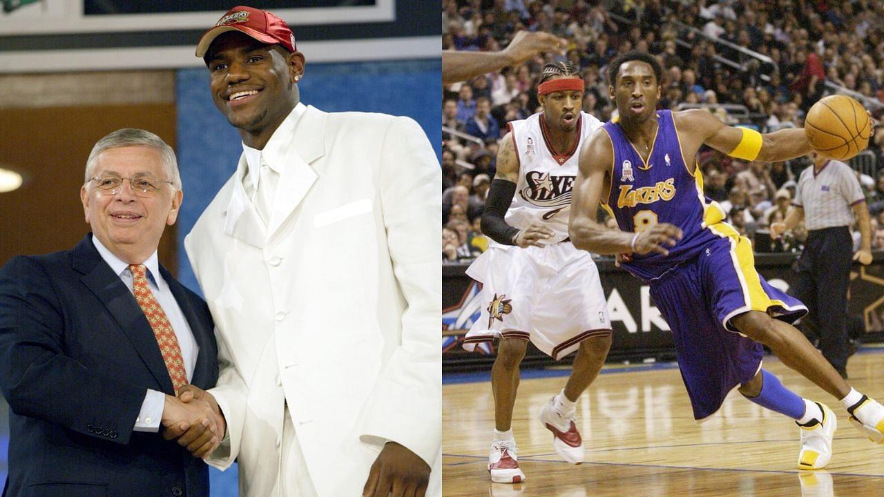 LeBron James (L), Kobe Bryant and Allen Iverson (R)