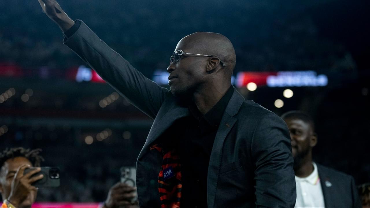 Chad Johnson waives after being announced as as being a Bengals Ring of Champions inductee at halftime of the NFL game between the Cincinnati Bengals and Los Angeles Rams at Paycor Stadium.