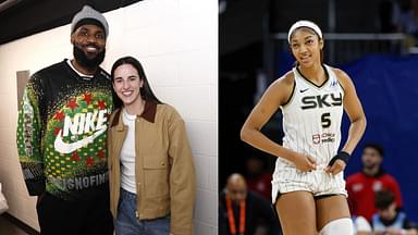 (L) LeBron James and Caitlin Clark (R) Angel Reese