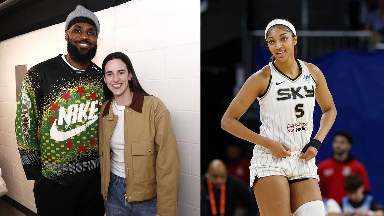(L) LeBron James and Caitlin Clark (R) Angel Reese