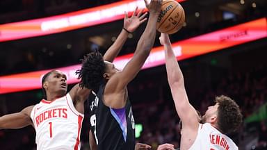 Amen Thompson and Alperen Sengun, Rockets v Jazz
