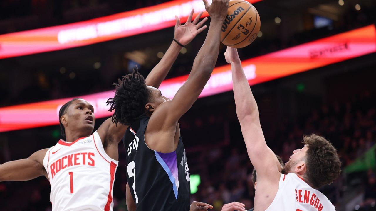 Amen Thompson and Alperen Sengun, Rockets v Jazz