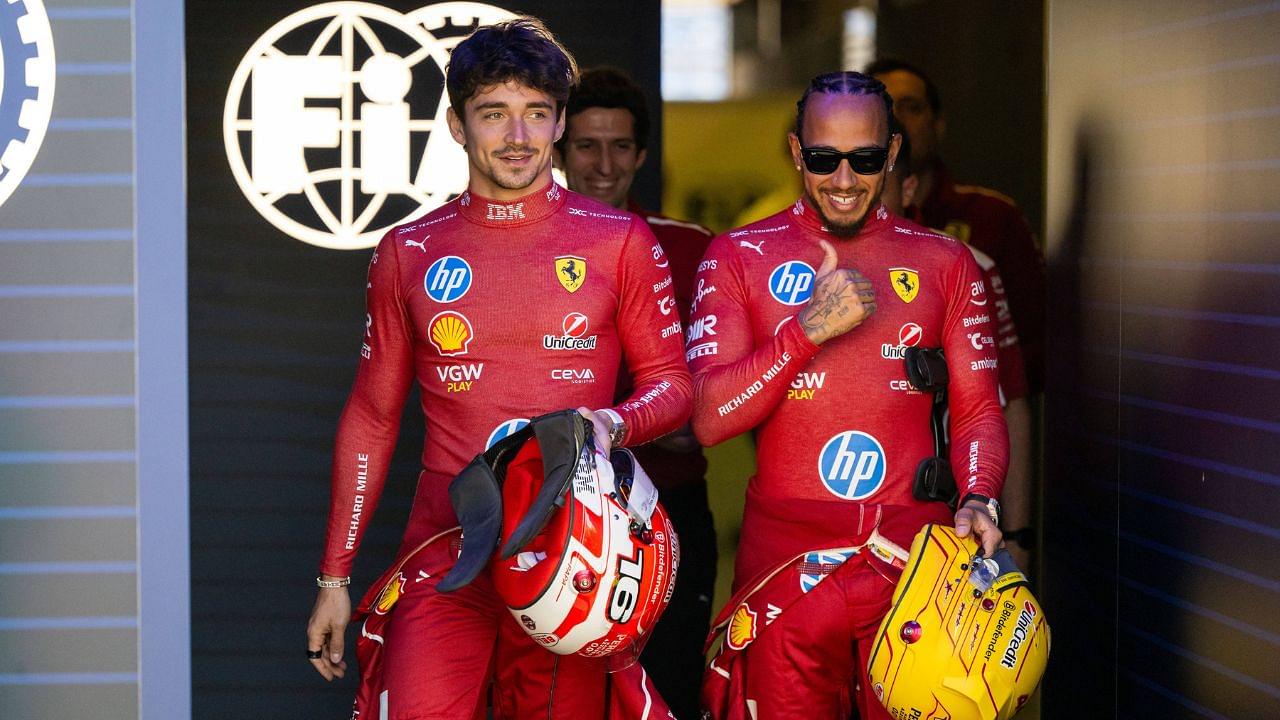 Charles Leclerc Scuderia Ferrari HP, 16 , Lewis Hamilton Scuderia Ferrari HP, 44 leave the FIA Garage, AUS, Formula 1 World Championship, Luis Vuitton Australian Grand Prix, Albert Park Circuit Melbourne, Media Day, 2025 season, 13 03 2025