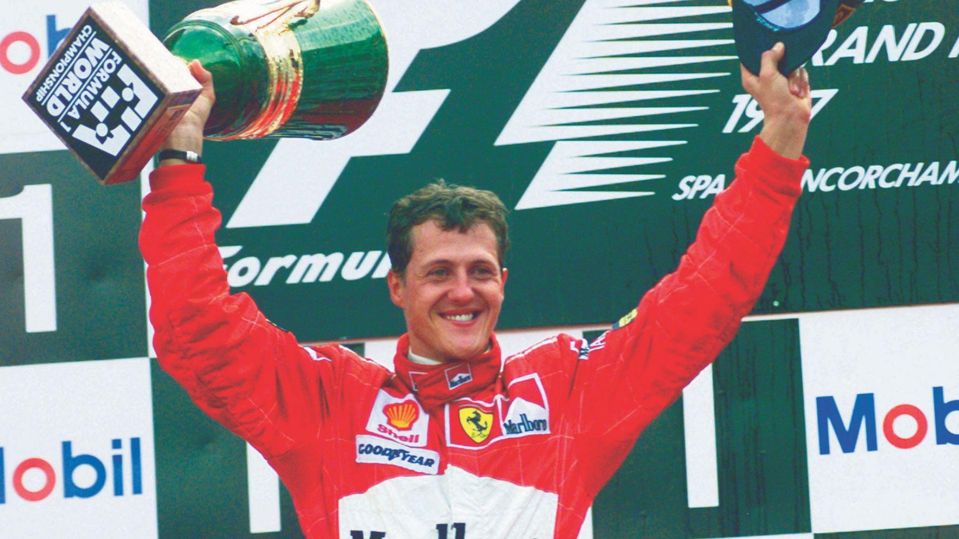 German driver Michael Schumacher after winning Belgium Formula 1 Gran Prix in Spa Belgium, August 1998