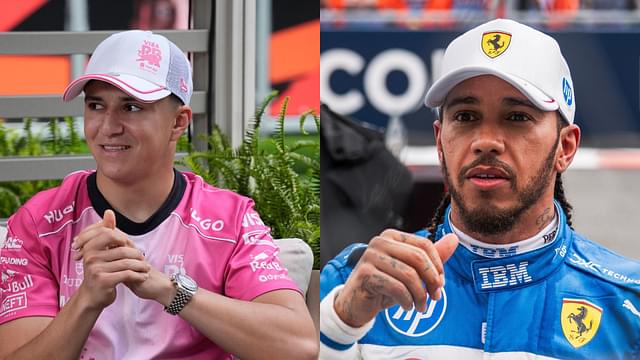 Isack Hadjar (L) and Lewis Hamilton (R)
