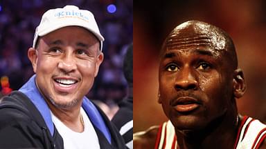 John Starks (L) and Michael Jordan (R)