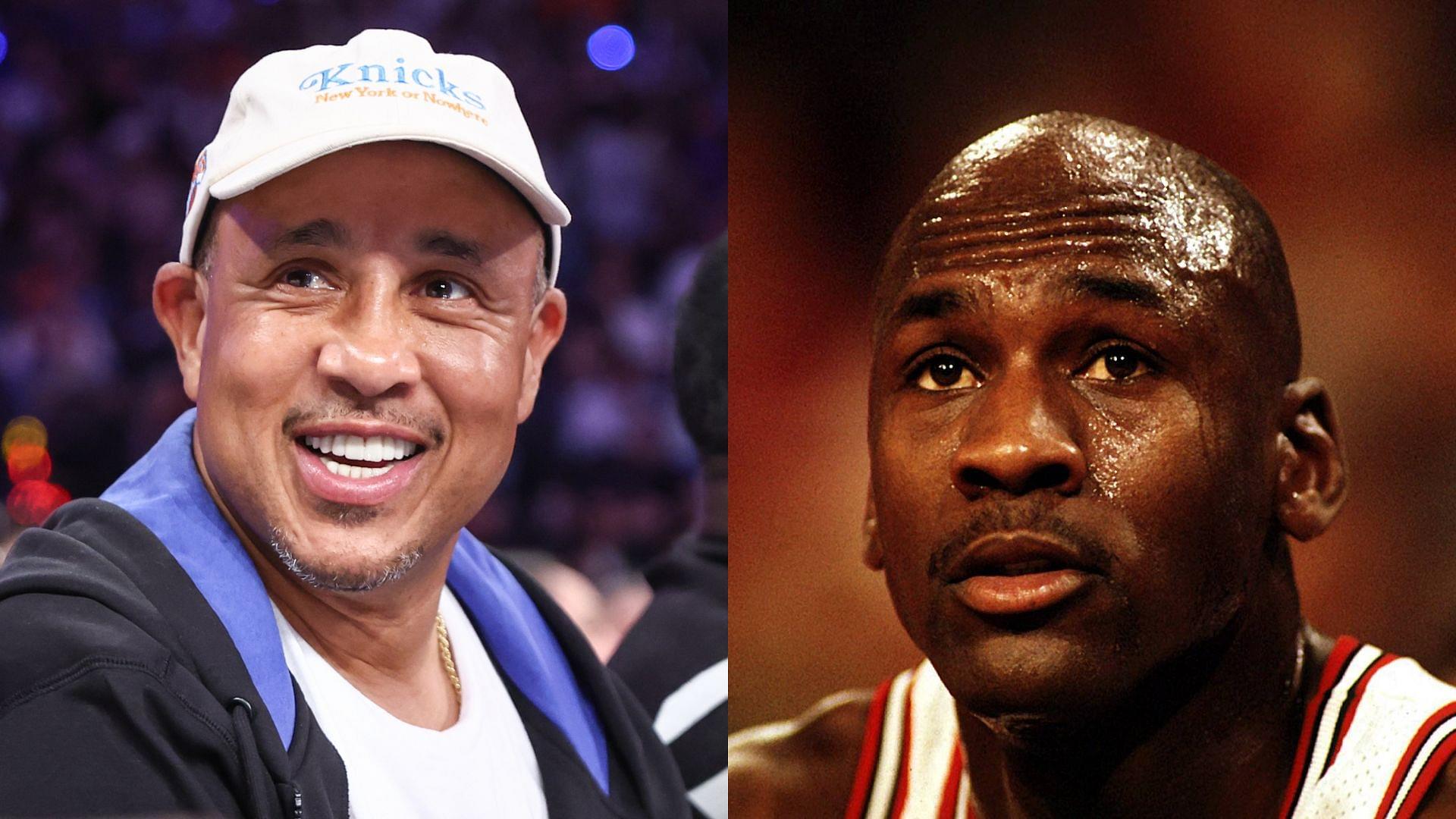John Starks (L) and Michael Jordan (R)