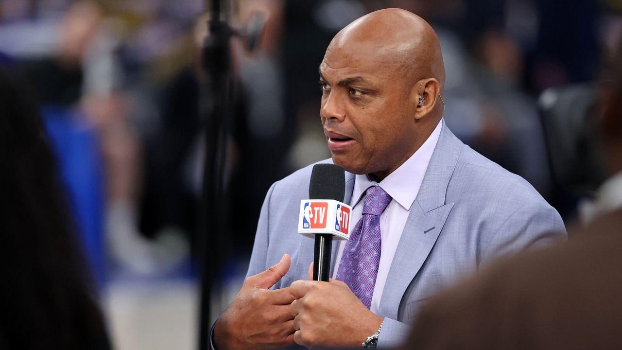 NBA TV analyst Charles Barkley talks on set before game three of the 2024 NBA Finals between the Boston Celtics and the Dallas Mavericks at American Airlines Center