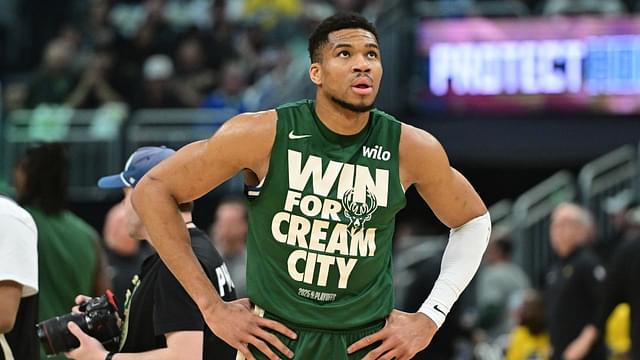 Milwaukee Bucks forward Giannis Antetokounmpo (34) gets ready to play Indiana Pacers during game four of first round for the 2024 NBA Playoffs at Fiserv Forum.