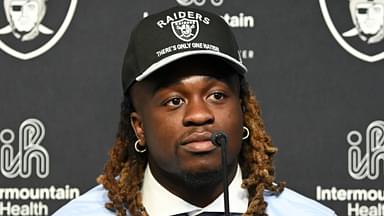 Las Vegas Raiders first round draft pick in the 2025 NFL Draft Ashton Jeanty, speaks to the media at Intermountain Health Performance Center.