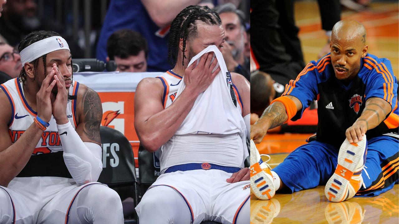 Deuce McBride and Jalen Brunson of the New York Knicks (L), Stephon Marbury (R)