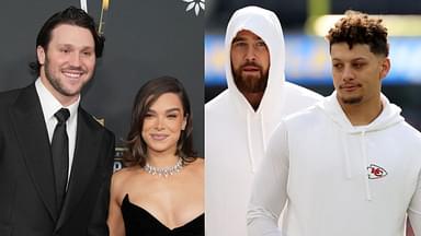 Josh Allen with Hailee Steinfeld, Travis Kelce with Patrick Mahomes
