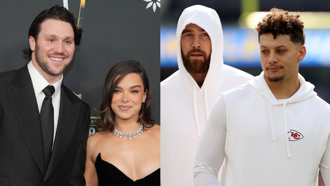 Josh Allen with Hailee Steinfeld, Travis Kelce with Patrick Mahomes