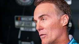 Kevin Harvick answers questions from the media at Charlotte Convention Center.