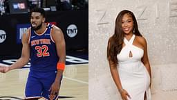 Karl-Anthony Towns (L) and Jordyn Woods (R)