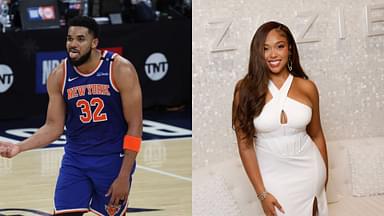 Karl-Anthony Towns (L) and Jordyn Woods (R)