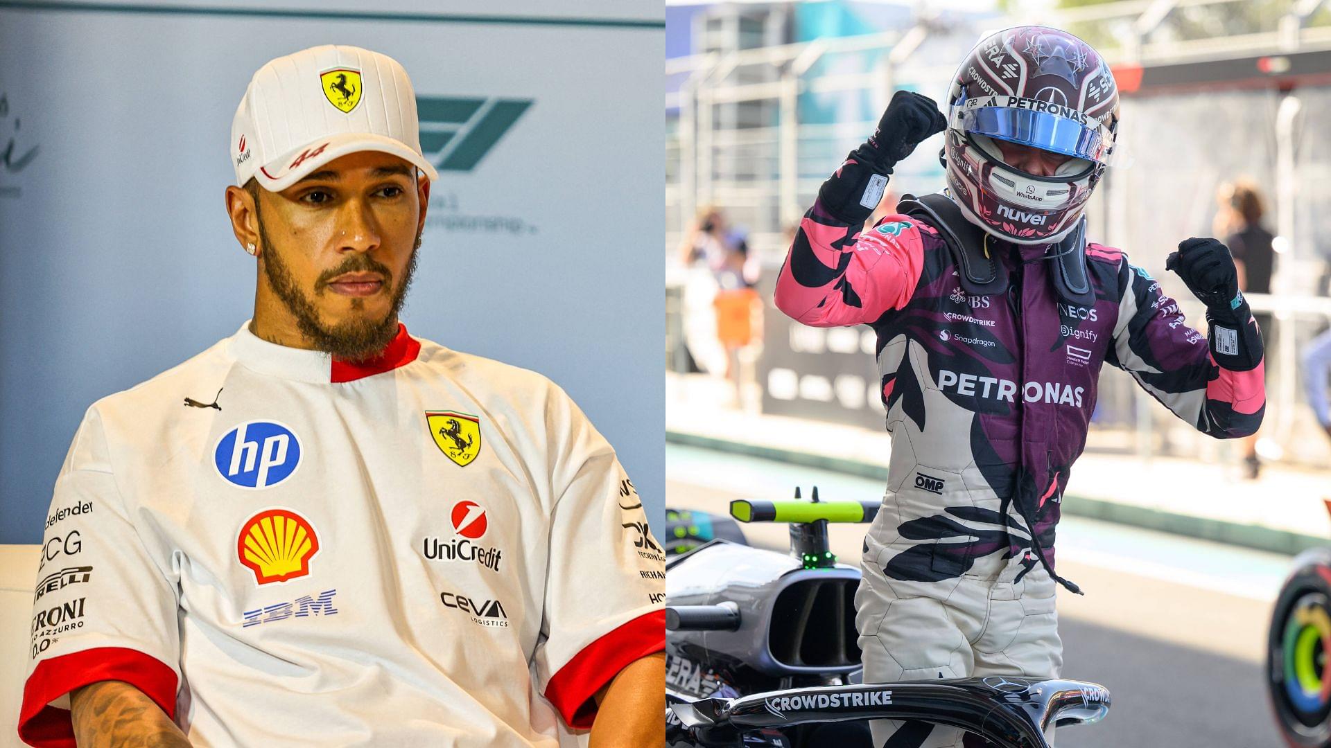 Lewis Hamilton, Ferrari (L) and Kimi Antonelli, Mercedes (R)