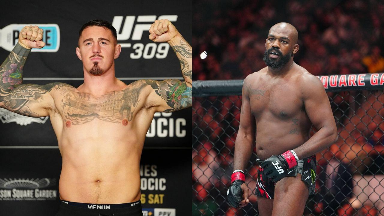 Tom Aspinall and (L) Jon Jones (R)