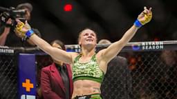 ; Alexa Grasso of Mexico (red gloves) fights Valentina Shevchenko of Kyrgyzstan (blue gloves) during Riyadh Season Noche UFC 306 at The Sphere.