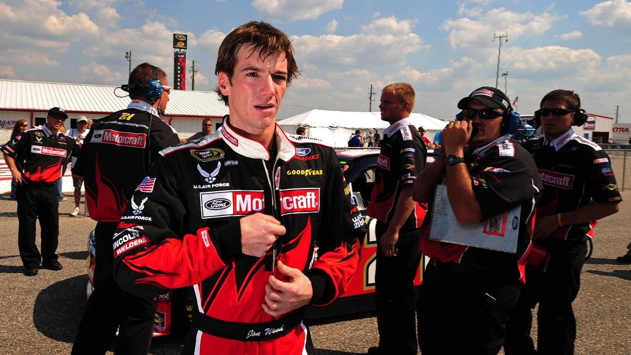 Former NASCAR Sprint Cup Series driver Jon Wood during qualifying for the Amp Energy 500 at the Talladega Superspeedway.