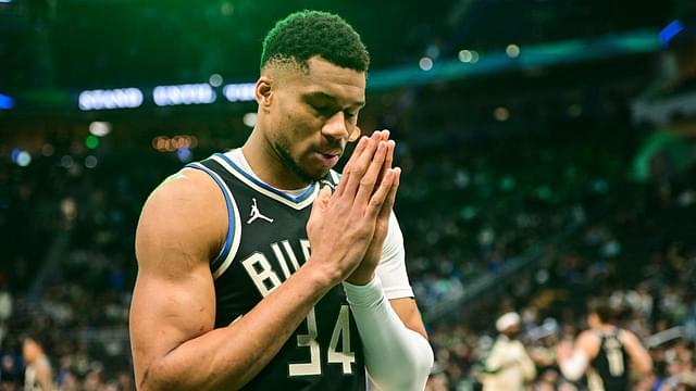 Milwaukee Bucks forward Giannis Antetokounmpo (34) gets ready to play the New Orleans Pelicans at Fiserv Forum.